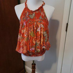 Nicole Miller Orange Paisley-print Halter - XL